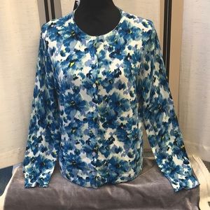 Land’s End medium 10-12 floral print “ Monet” sweater NWT